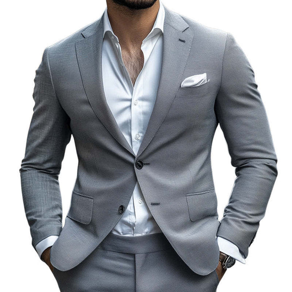 Blazer de traje gris claro de dos botones para hombre, primavera y otoño