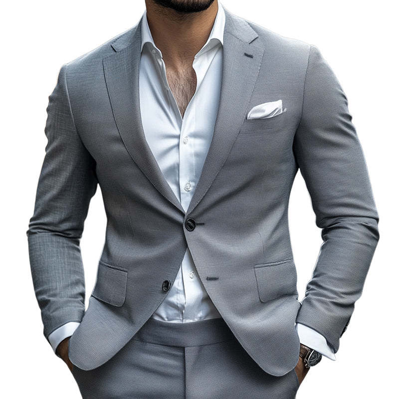 Blazer de traje gris claro de dos botones para hombre, primavera y otoño
