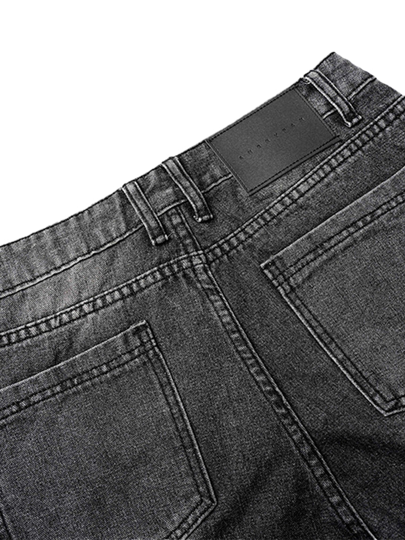 Washed Distressed Multi-Pocket Cargo Jeans