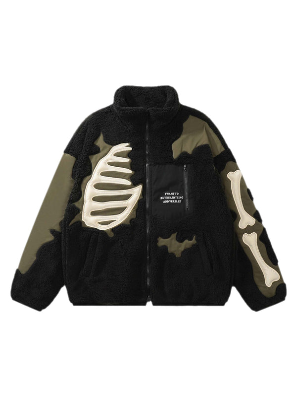 Street Retro Skull Loose Lambswool Jacket