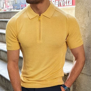 Camiseta de manga corta de punto con cuello polo, informal, de colores brillantes, para hombre