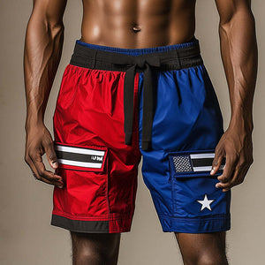 Men's Spring Fashion Contrast Color Sports Casual Shorts