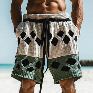 Pantalones cortos deportivos tejidos y huecos de moda de primavera para hombre