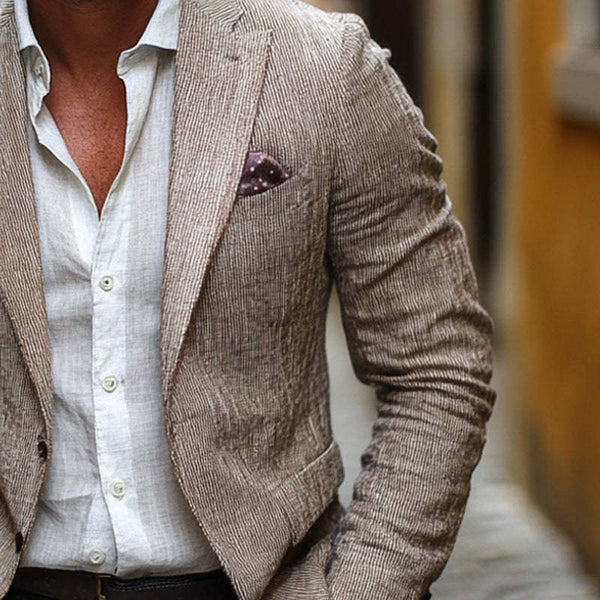 Blazer casual de algodón y lino para hombre 
