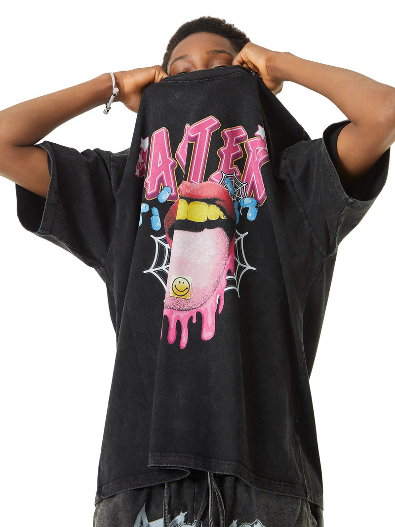 Creative Fun Big Tongue Print T-shirt