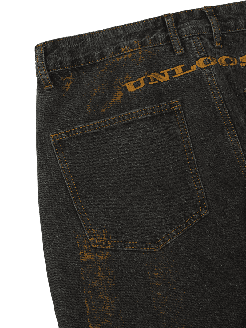 American Street Style Spray Painted Fur Jeans