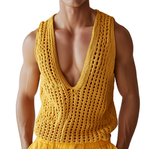 Herren Vintage Casual Solid Knit Tank Top