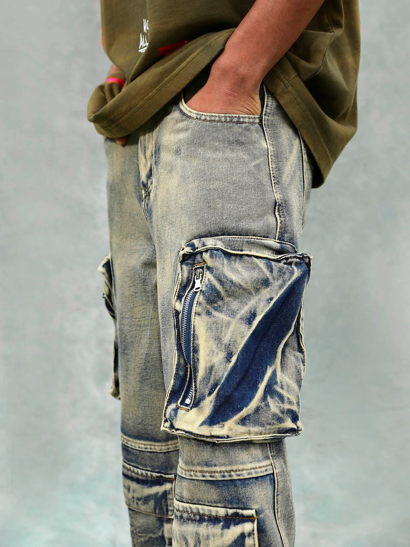 Vintage Washed Multifunctional Denim Overalls