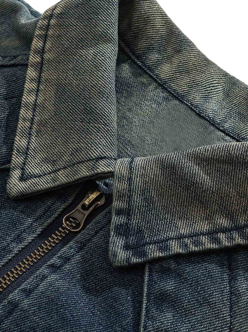 High Street Hip-Hop-Jeansjacke im Used-Look 