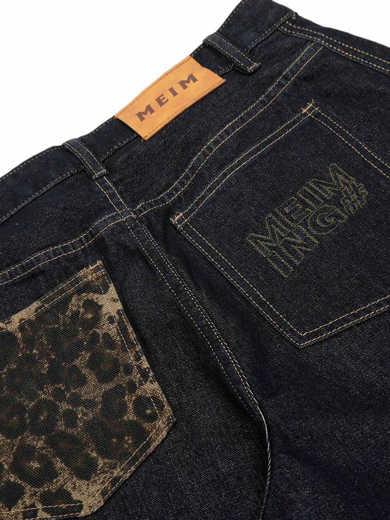 Deconstructed Cheetah Print Split Machete Baggy Jeans