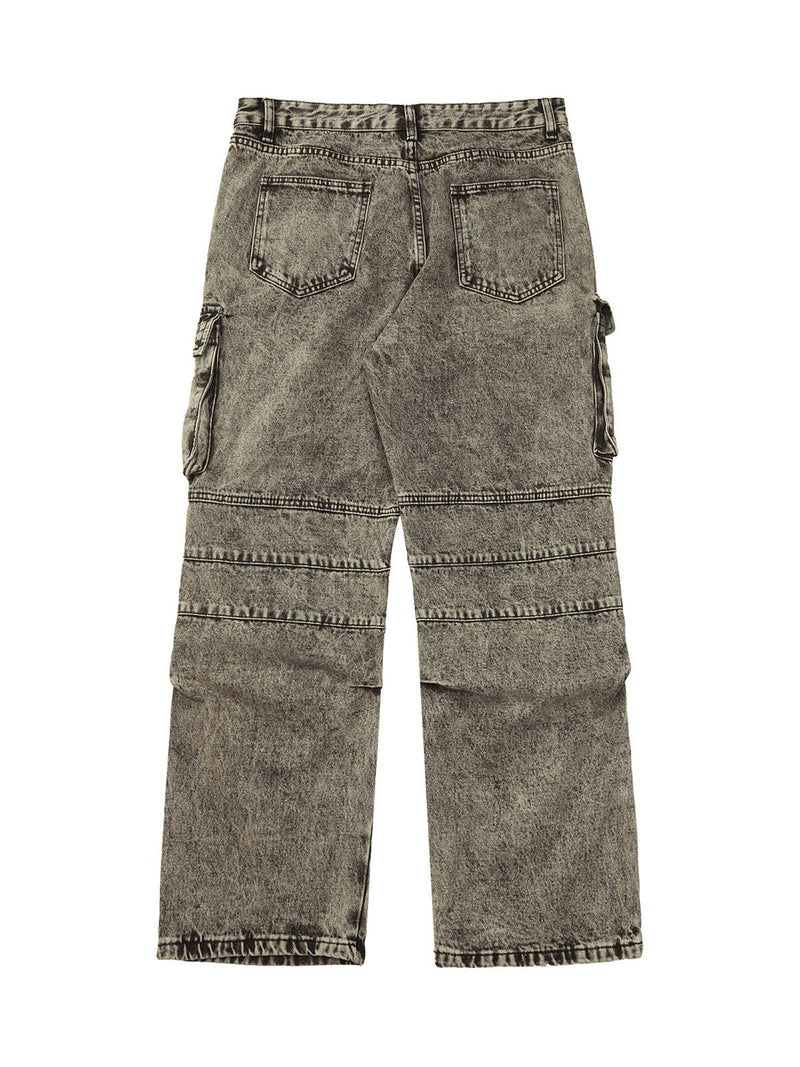 American Street Style Washed Distressed Work Jeans