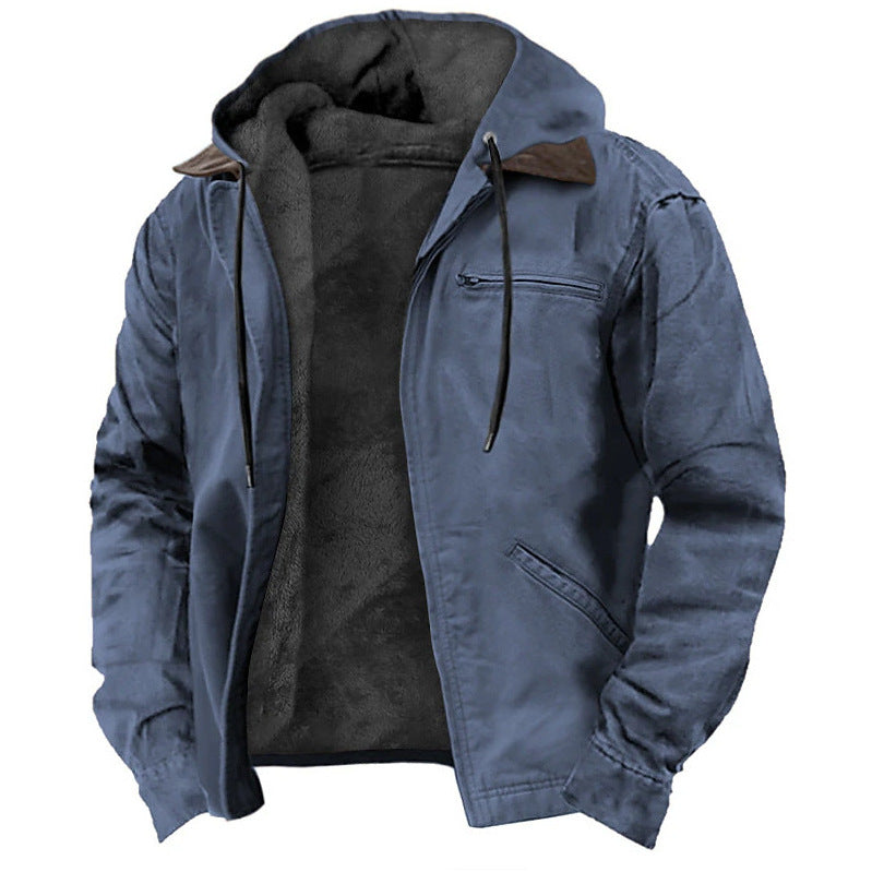 HOODED SWEATSHIRT WITH BROWN LINING COTTON JACKET