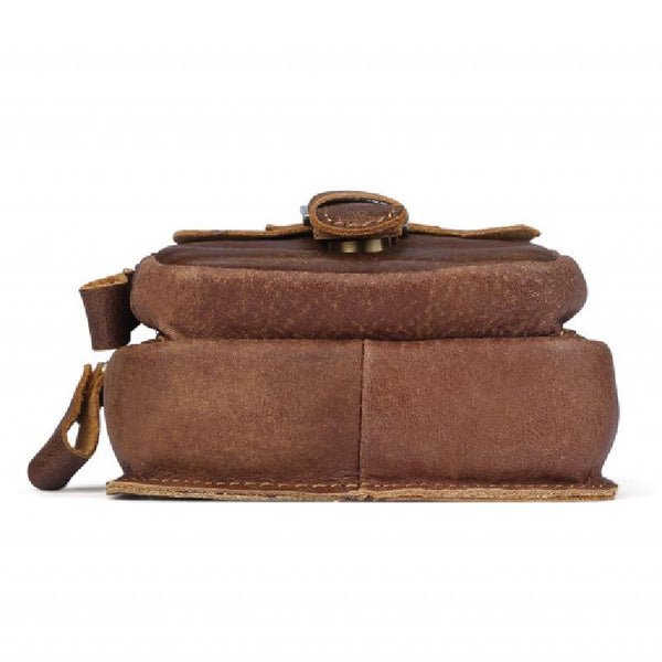 Men's Outdoor Leather Zipper Wear-resistant Waist Bag