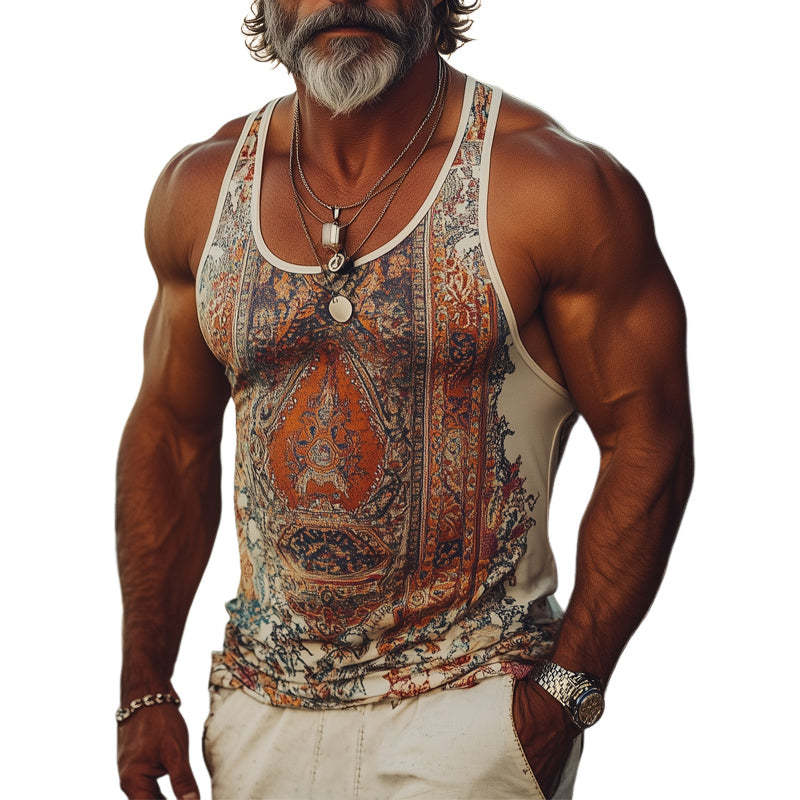 Cooles Slim Fit Tanktop für Herren im Sommer mit Retro-Print