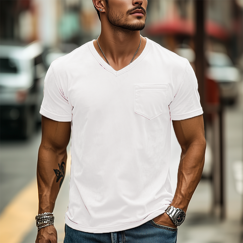 Men's Spring And Summer Fashion Casual Suede Slim Short Sleeve T-shirt