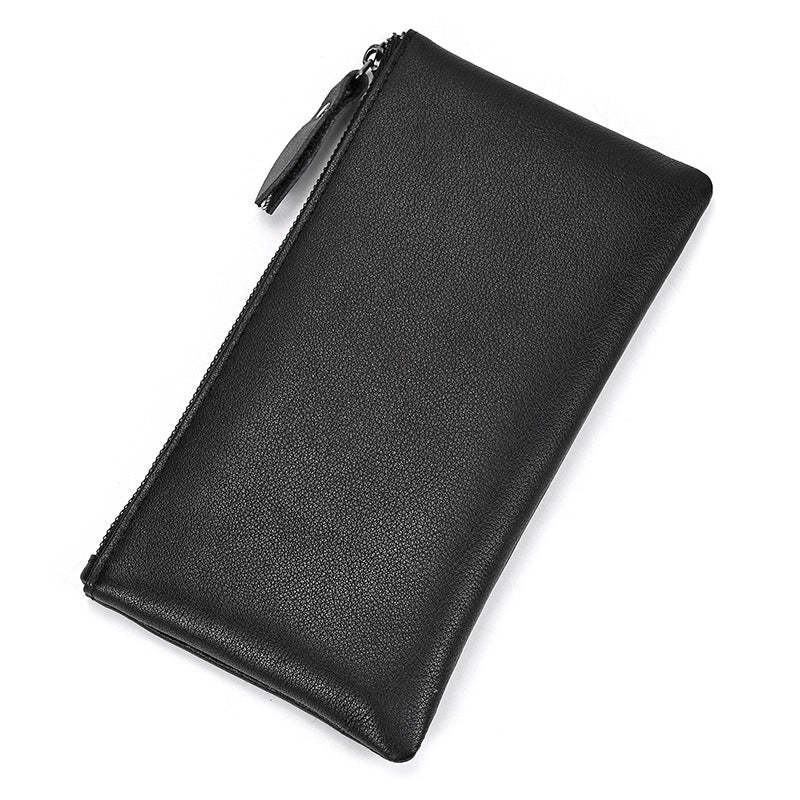 Cartera larga vintage de piel de Caballo Loco con cremallera de gran capacidad para hombre 