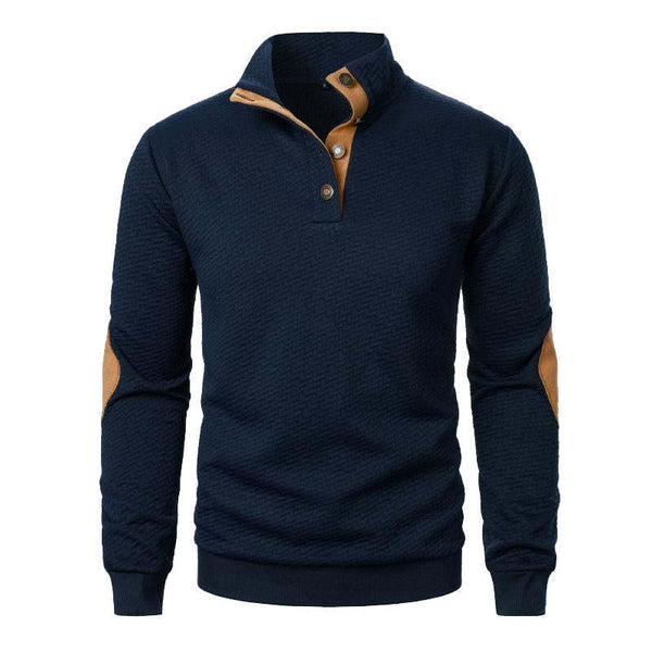 Sudadera informal de jacquard con cuello alto y bloques de color para hombre
