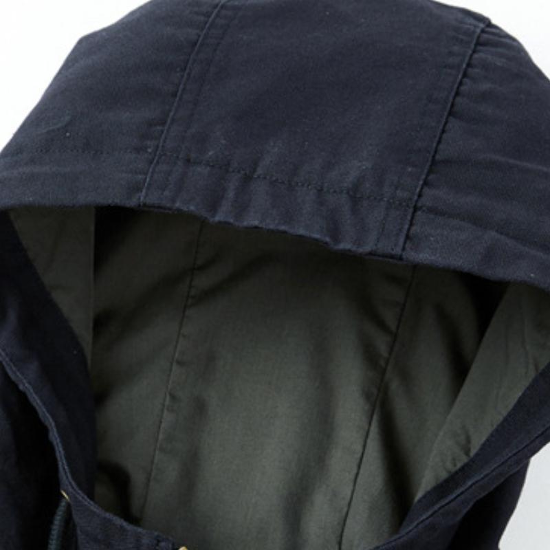 Men's Casual Cotton Loose Hooded Zipper Bomber Jacket