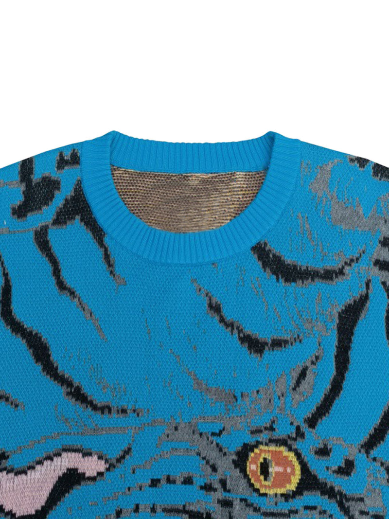 Tiger Crew Neck Knitted Sweater