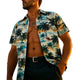 Men's Palm Tree Print V-Neck Short Sleeve Shirt