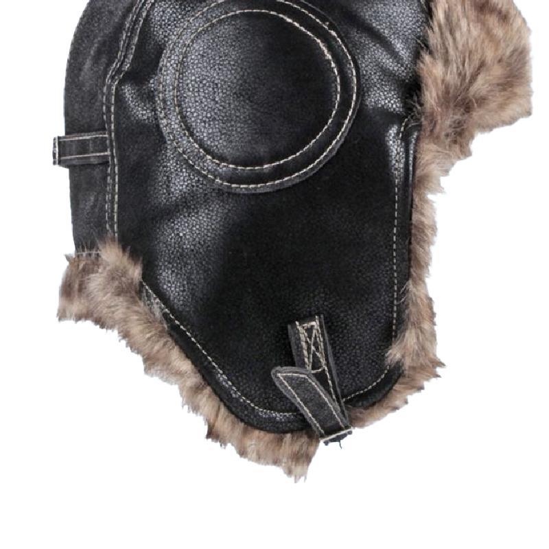 Gorro clásico retro de invierno con orejeras de piel sintética para hombre
