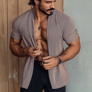 Lässiger, einfarbiger Cardigan mit Dreiviertelärmeln für Herren