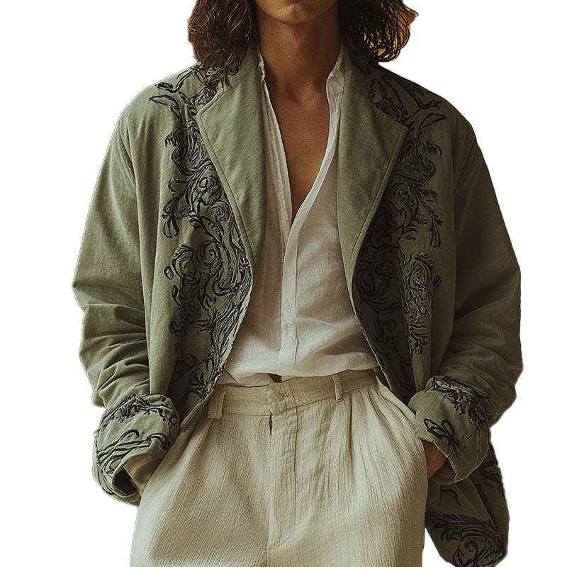 Men's Western Vintage Embroidered Shirt Coat