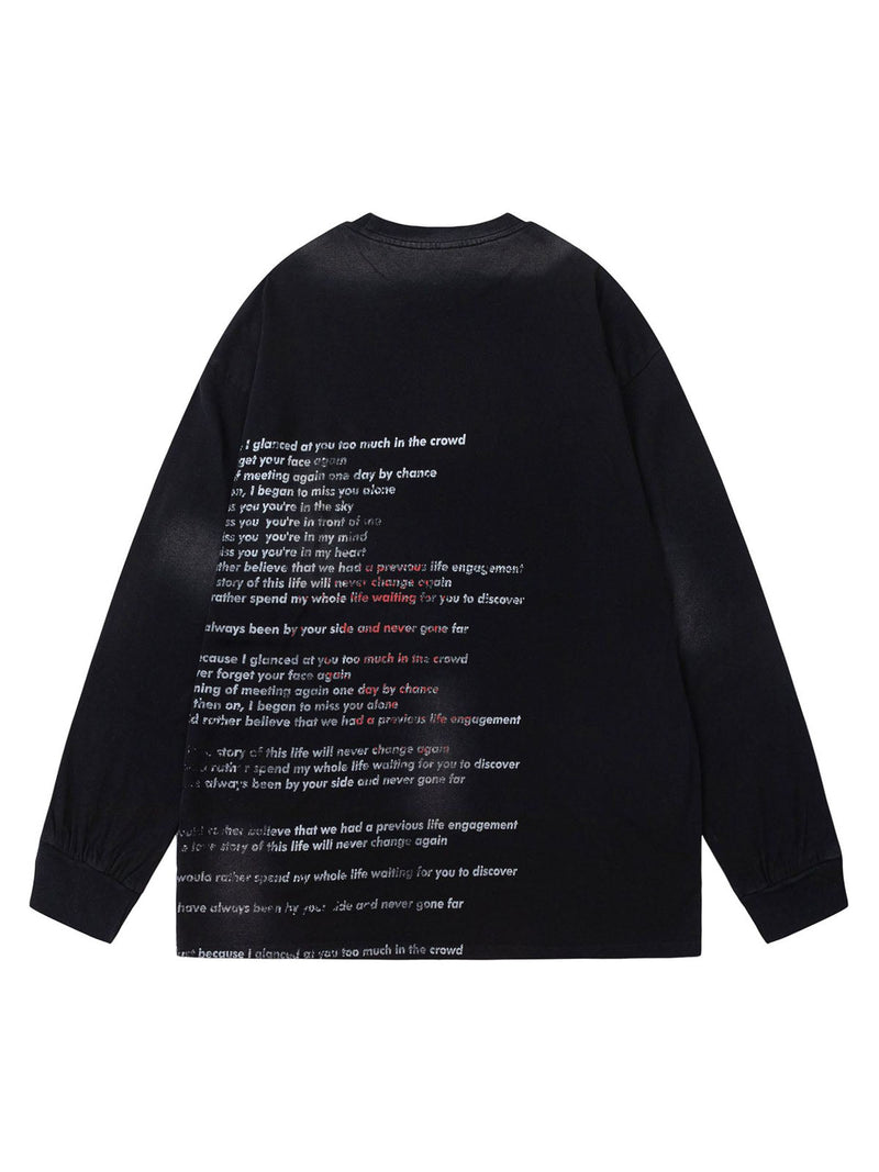 Letter Print Long Sleeve Crew Neck T-shirt