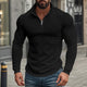 Men's Half-zip Small Square Stand Collar Long Sleeve T-shirt
