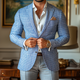 Men's Fashion Spring Summer Checked Notch Lapel Two Buttons Blazer