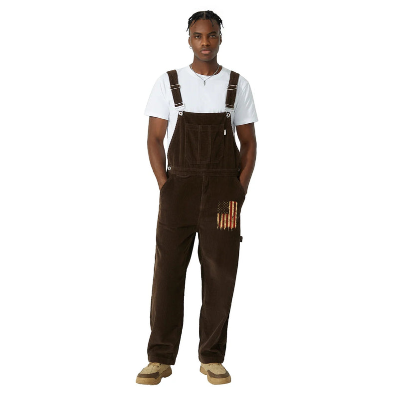 USA Flag Men's Retro Workwear Casual Overalls