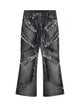 Retro Multi-Pull Washed Distressed Tassel Jeans