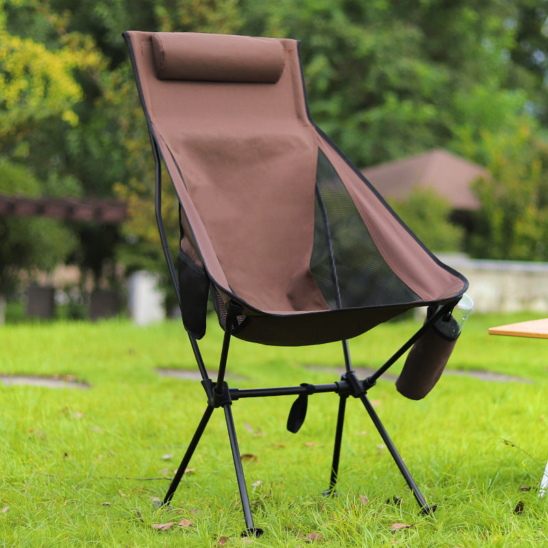 OUTDOOR ULTRA LIGHT ALUMINUM ALLOY FOLDING CHAIR PORTABLE ELEVATED SPACE CHAIR BACKREST CHAIR FISHING LEISURE BREATHABLE MOON CHAIR