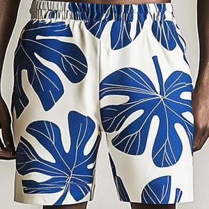 Pantalones cortos con estampado de hojas frescas para hombre