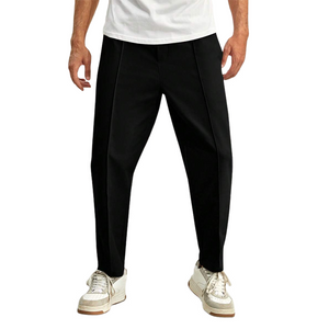 Pantalones casuales de cintura elástica de color sólido para hombre 