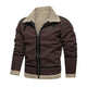 Men's Vintage Suede Lambswool Warm Lapel Zipper Loose Jacket