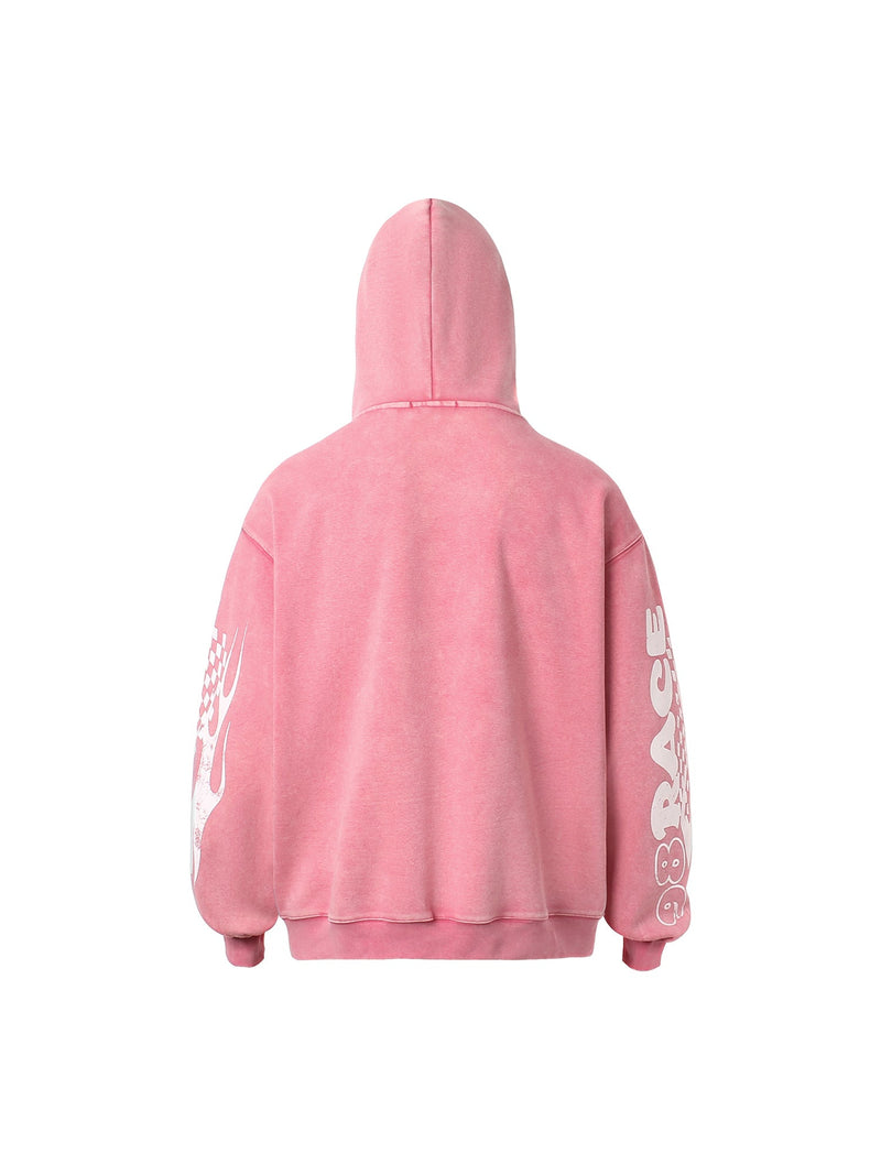 Washed Racing Zip Up Hoodie