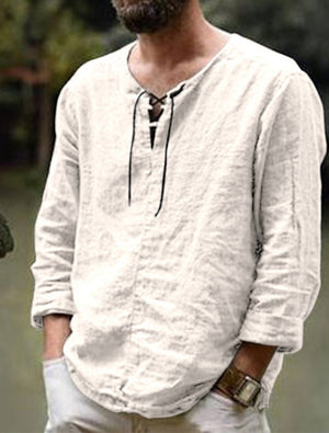 Camisa de manga larga de algodón para exteriores para hombre