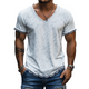 Camiseta clásica informal de algodón con cuello en V y manga corta para hombre