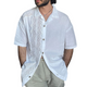 Camisa de manga larga con solapa y encaje de color liso para hombre 