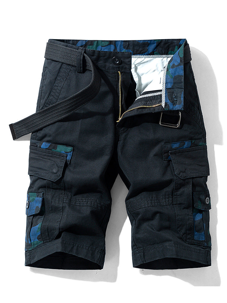 COTTON WORKWEAR SHORTS WITH STRAIGHT TUBE AND MULTIPLE BAGS CARGO SHORTS