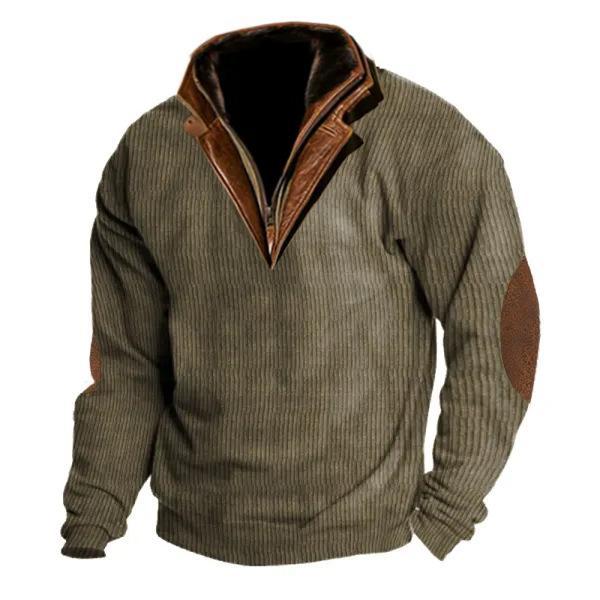 Sudadera con solapa y cuello con costuras en bloques de color para hombre