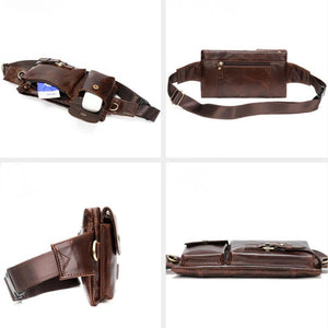 Riñonera y bolso de mensajero clásico de cuero genuino para hombre
