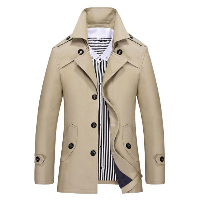 Men's Mid-length Lapel Trench Coat
