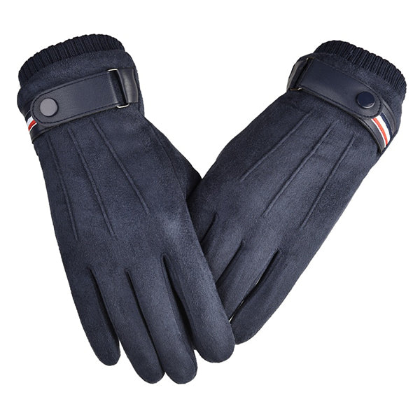 Suede Men Guantes Gloves Winter Touch Screen Keep Warm Windproof Driving Thick Cashmere Anti Slip Outdoor Male Leather