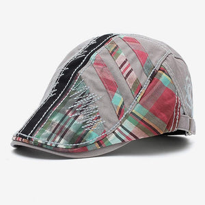 Men's Retro Stitching Plaid Beret Hat