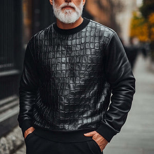 Sudadera de piel de cocodrilo negra para hombre