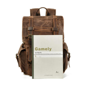 Mochila vintage de lona de cera de abejas para hombre, de cuero y multibolsillos para exteriores