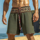 Men's Summer Retro Embroidered Cotton And Linen Shorts