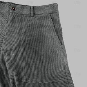 Men's Solid Color Corduroy Multi-Pocket Cargo Straight Pants